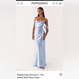 Peppermayo Exclusive - Too Sweet Satin Maxi Dress - Light Blue NWT